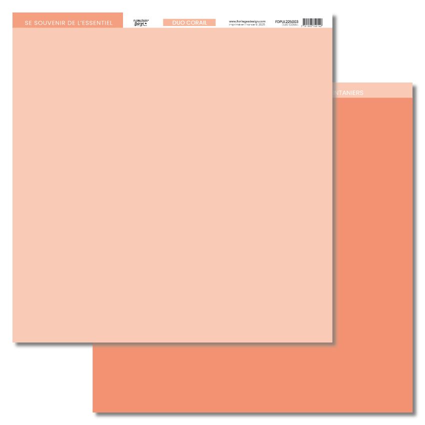 Papier uni Florilèges Design DUO CORAIL par Florilèges Design. Scrapbooking et loisirs créatifs. Livraison rapide et cadeau d...