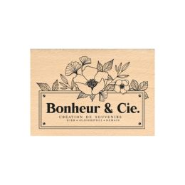 Tampon bois BONHEUR ET COMPAGNIE par Florilèges Design. Scrapbooking et loisirs créatifs. Livraison rapide et cadeau dans cha...
